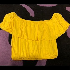 Forever 21 Yellow Off-the-shoulder Top